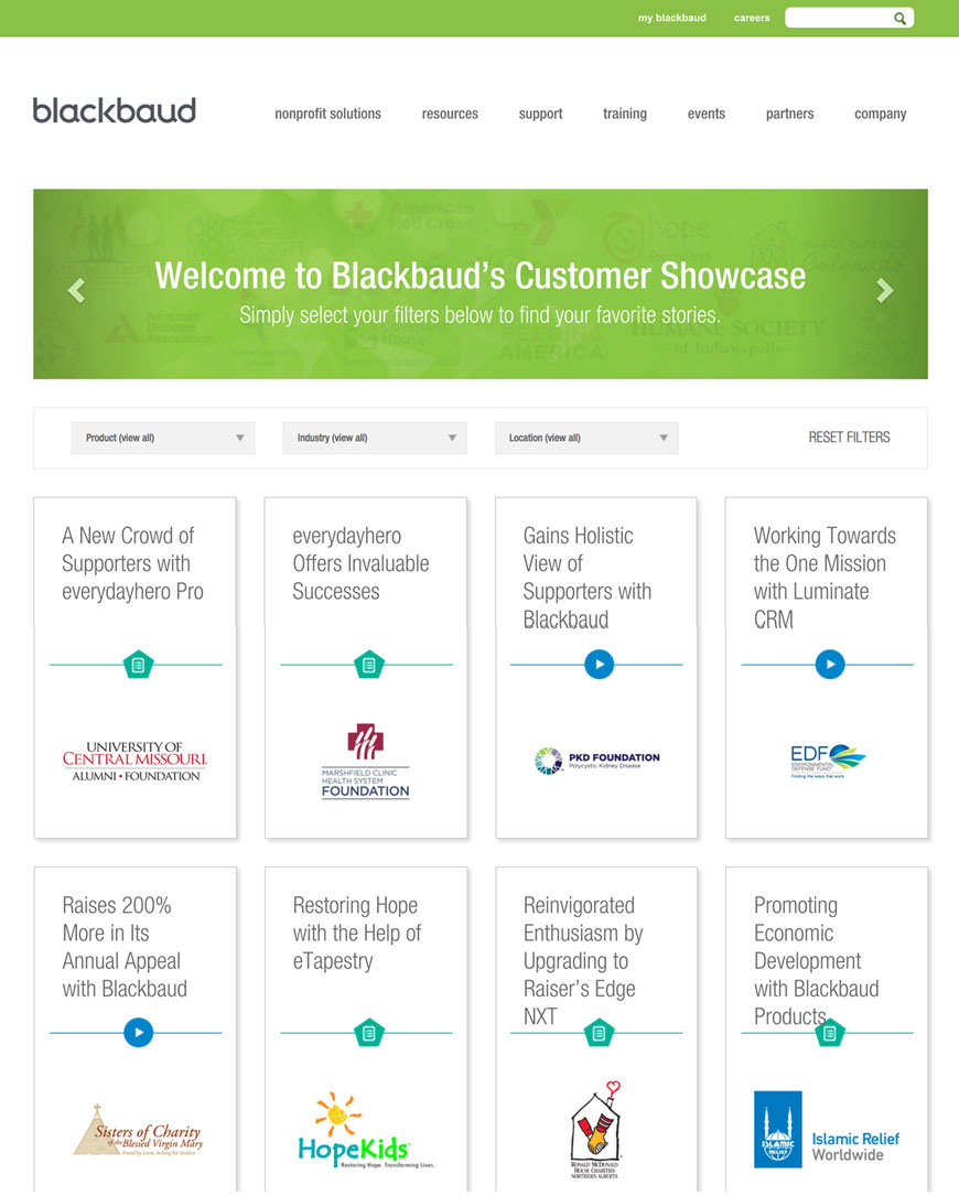 Blackbaud Customer Showcase Website