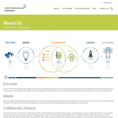 Spectrum Health Innovations Website Screen 2