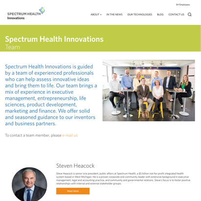Spectrum Health Innovations Website Screen 3