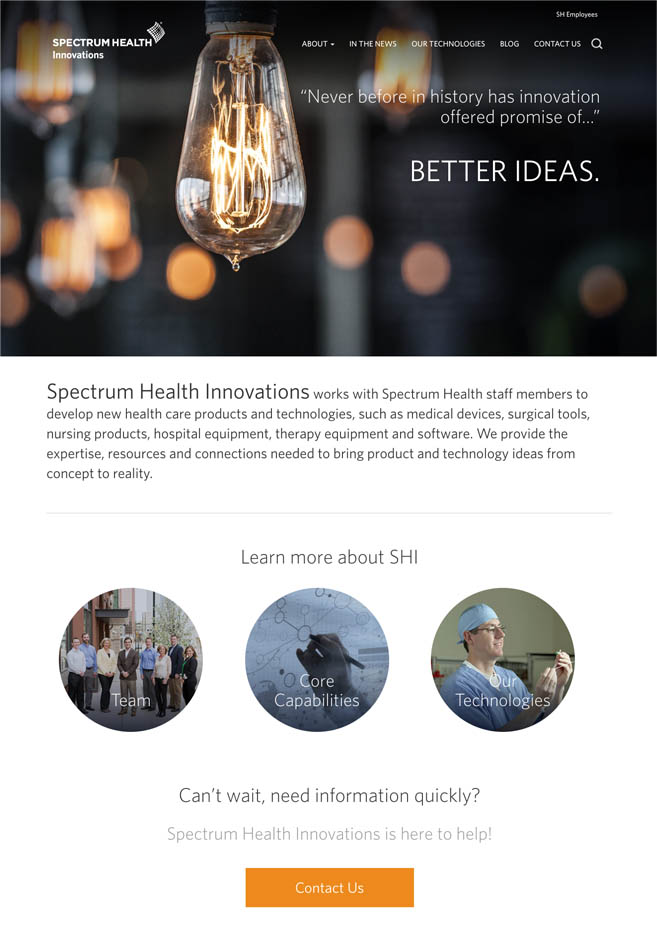 Spectrum Health Innovations Website