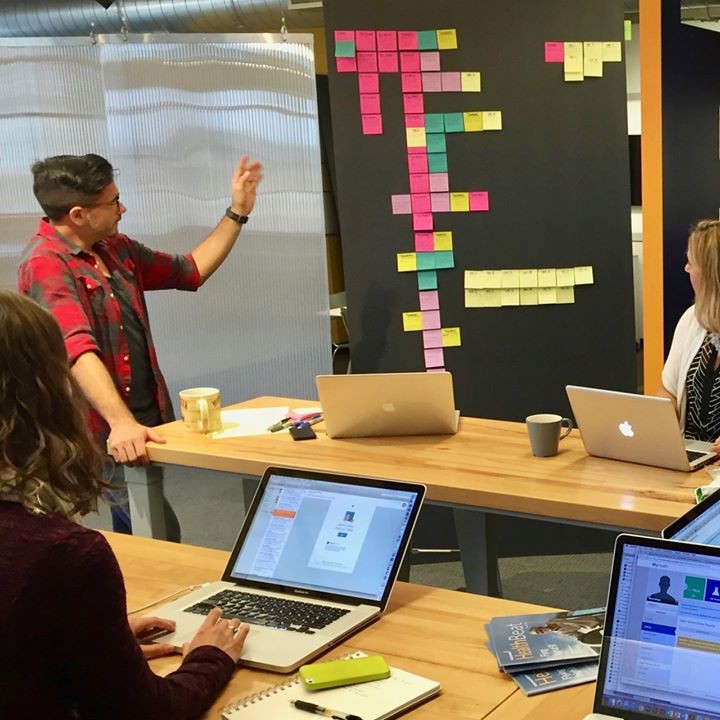 The Elexicon team collaborating on a design critique and usability study.
